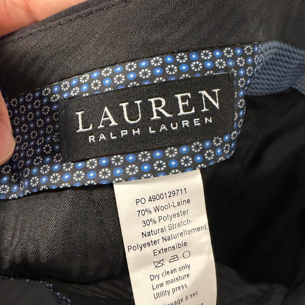 Lauren Ralph Lauren Mens 38x30 Black Wool Blend Dress Pants Natural Stretch EUC - Picture 5 of 12